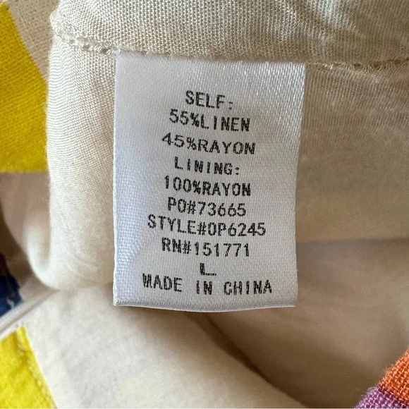 Gilli Colorful Striped Linen Tie High Waist Wide Leg Culotte Pants Size L - Picture 12 of 15